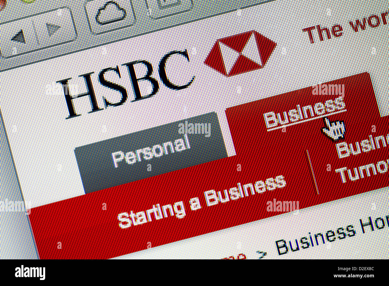 Logo di HSBC e sito web close up Foto Stock