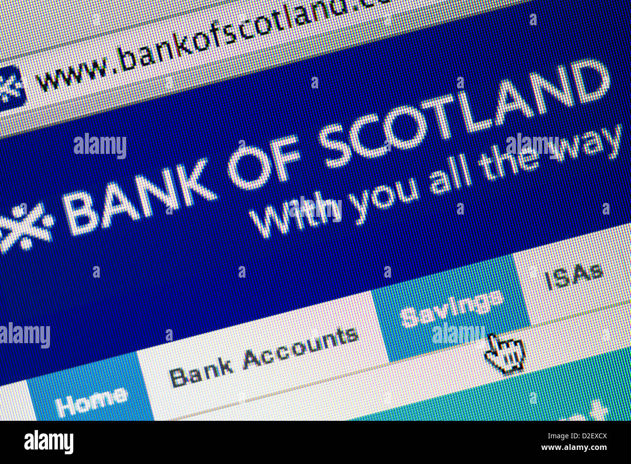 Bank of Scotland logo e sito web close up Foto Stock