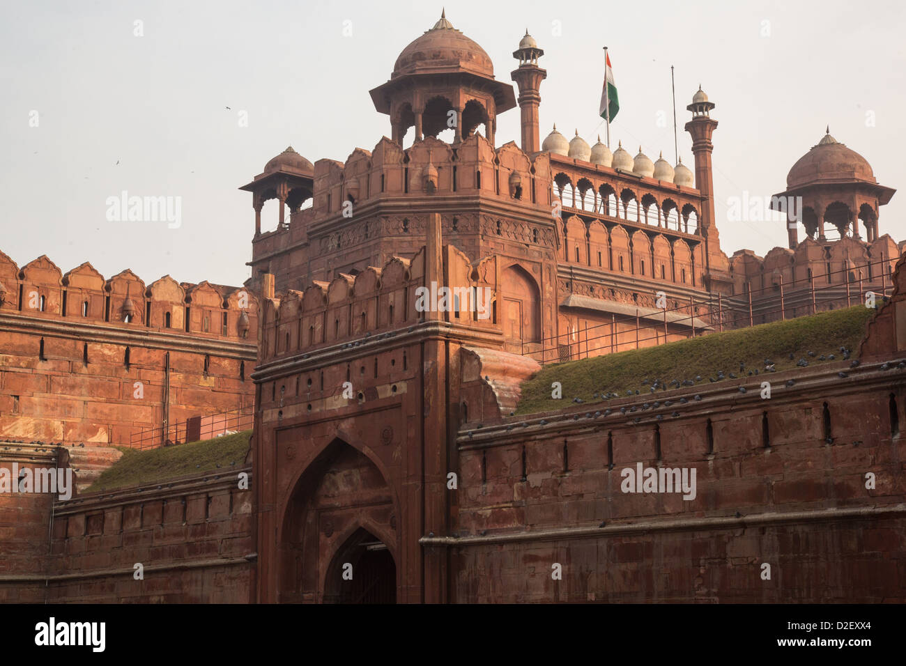 Lahore Gate, Lal Qila o Red Fort nella Vecchia Delhi, India Foto Stock