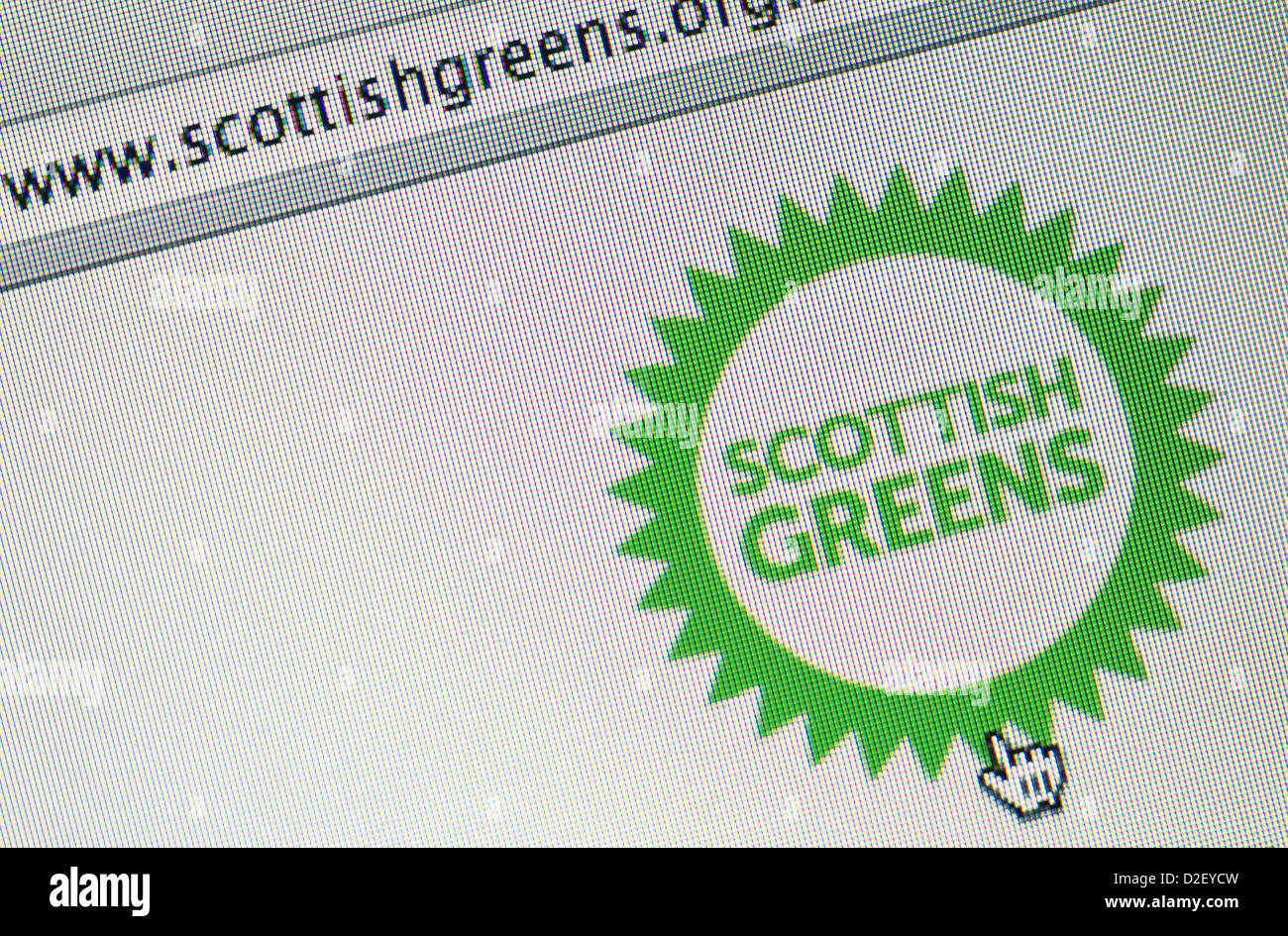 Scottish verdi logo e sito web close up Foto Stock