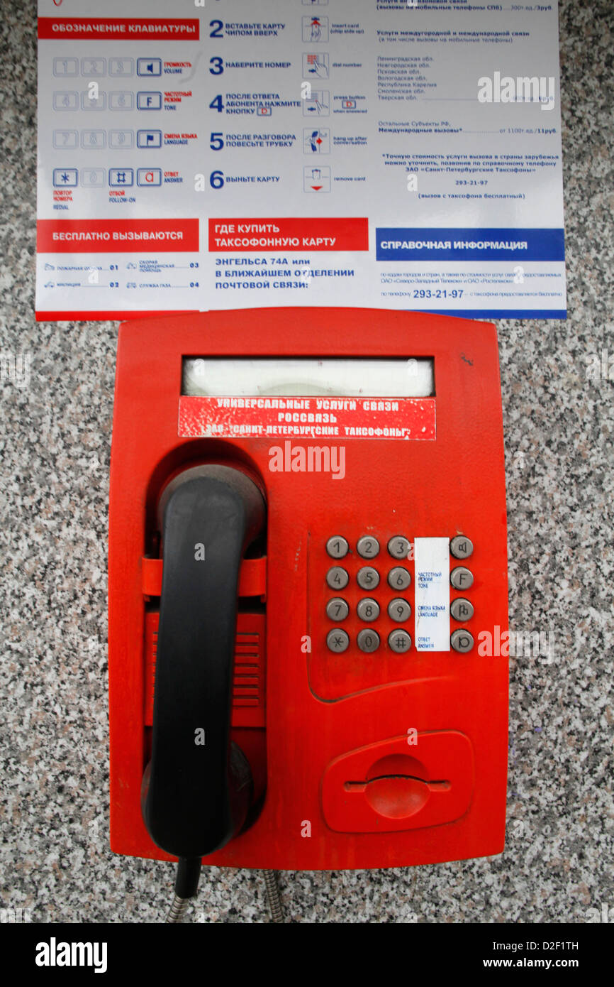 Telefono pubblico. San Pietroburgo. La Russia. Foto Stock