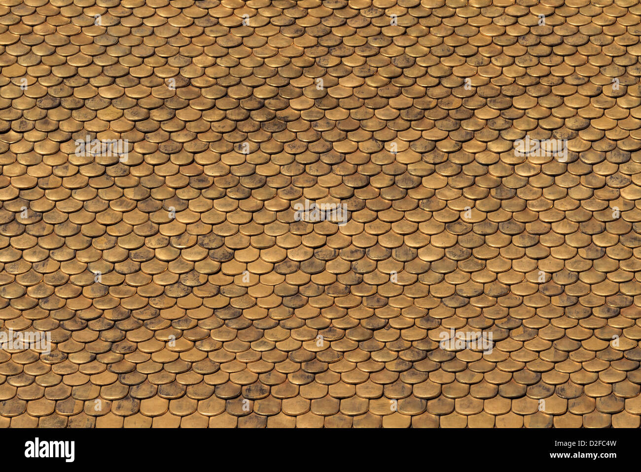Golden tegole del tetto Pattern (close-up) Foto Stock
