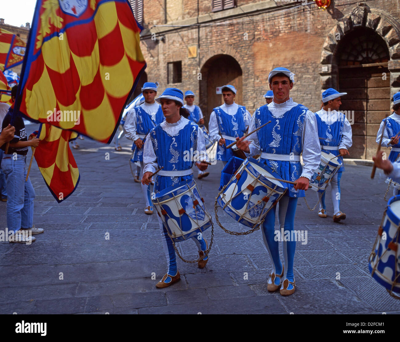 Marching Band al Palio di Siena festival, Siena (Siena), Provincia di Siena, Regione Toscana, Italia Foto Stock