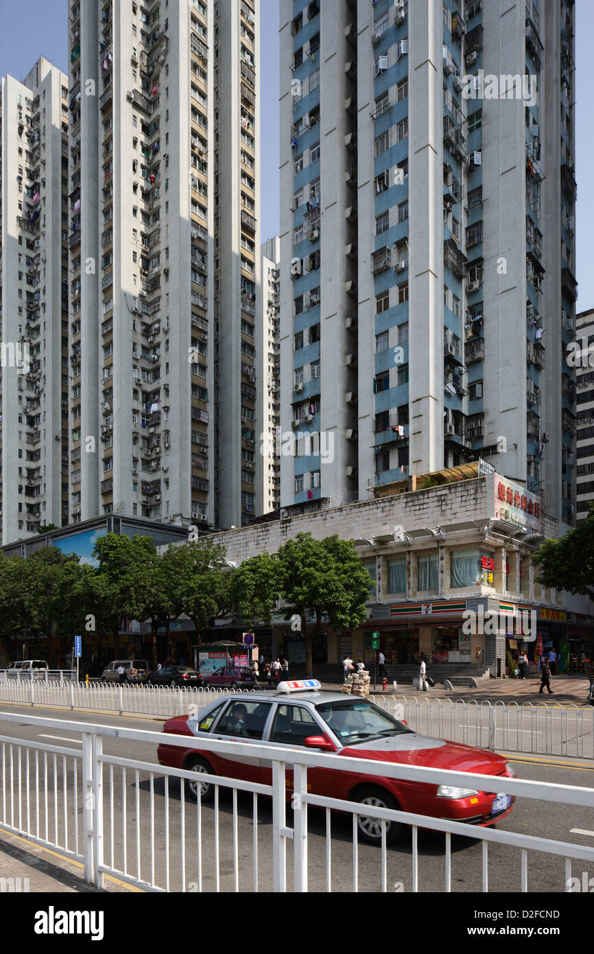 Shenzhen, Cina, edifici residenziali nel centro della città di Shenzhen Foto Stock