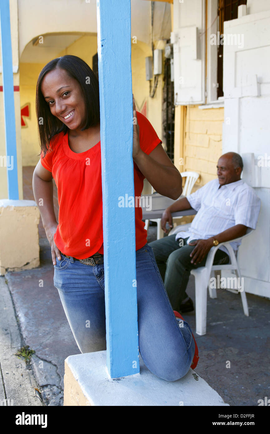 Appendere fuori, Christiansted, St. Croix, Isole Vergini Americane Foto Stock
