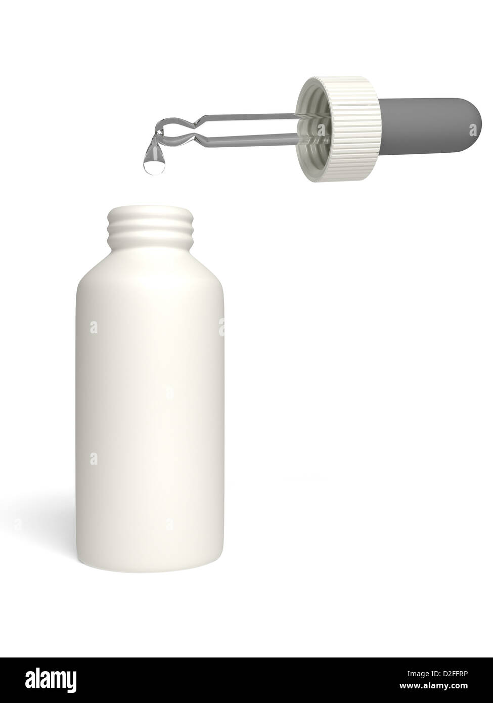 Una bottiglia di naso dropson su bianco Foto Stock