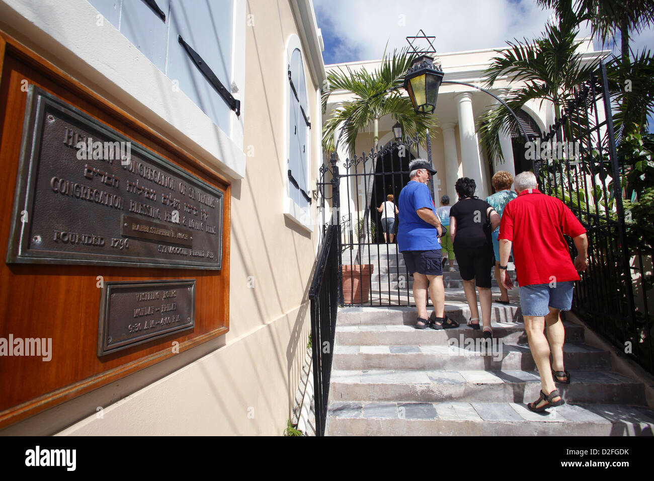 La Sinagoga Ebraica, Crystal Gade, Charlotte Amalie, san Tommaso, Isole Vergini USA, Caraibi Foto Stock