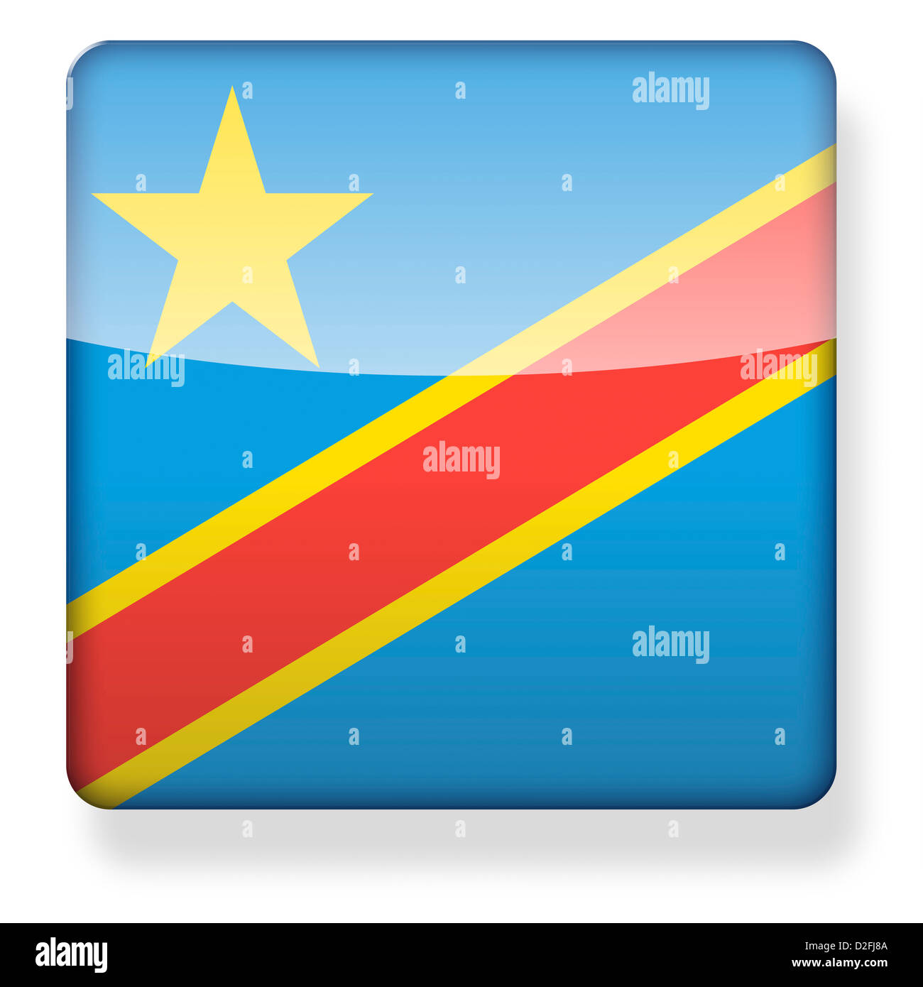 Repubblica democratica del Congo bandiera come l'icona di un'app. Percorso di clipping incluso. Foto Stock