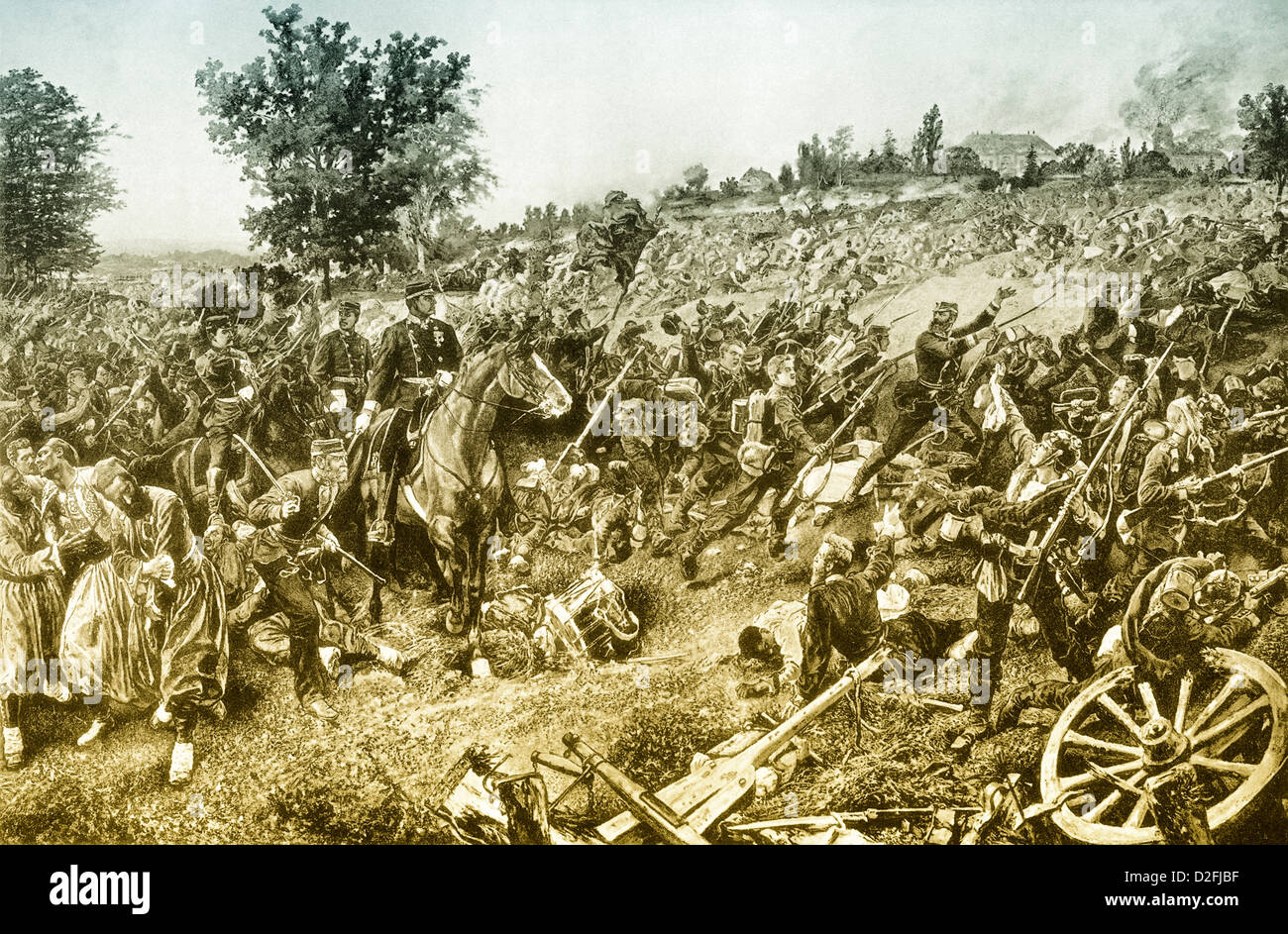 Battaglia di Woerth, 6 agosto 1870, la guerra franco-prussiana o guerra franco-tedesca, 1870-1871, nei pressi del villaggio di Woerth in Alsazia, Francia Foto Stock