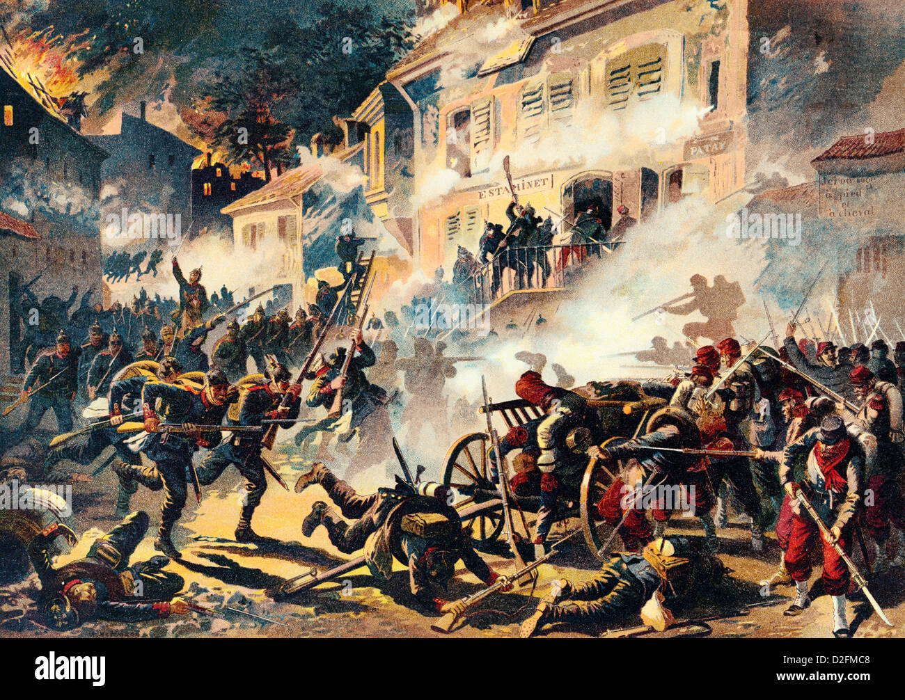 Battaglia di Châteaudun il 18 ottobre 1870, la guerra franco-prussiana o guerra franco-tedesca, 1870-1871 Foto Stock