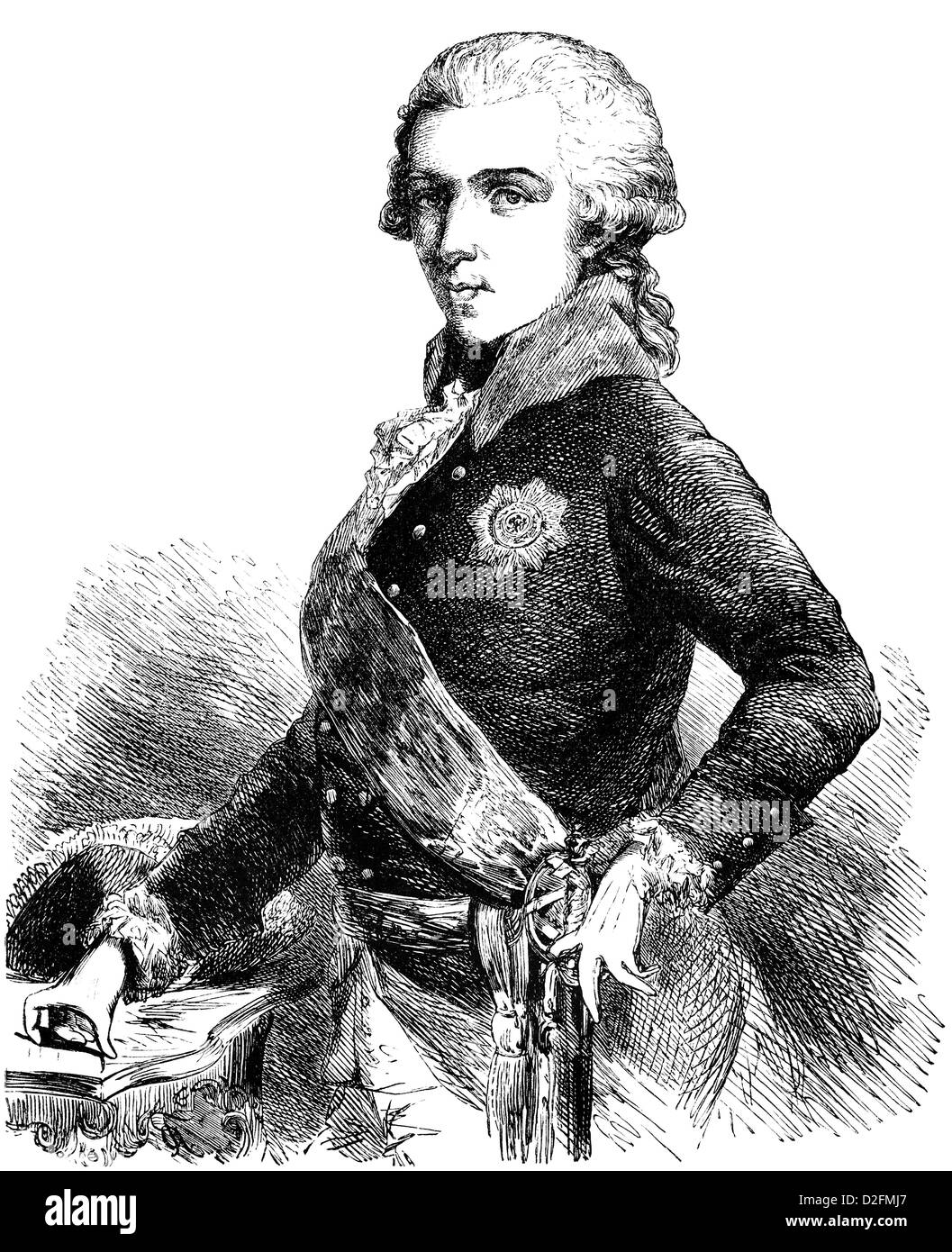 Il principe Friedrich Ludwig cristiano della Prussia o il Principe Luigi Ferdinando di Prussia, 1772 - 1806, un principe prussiano Foto Stock