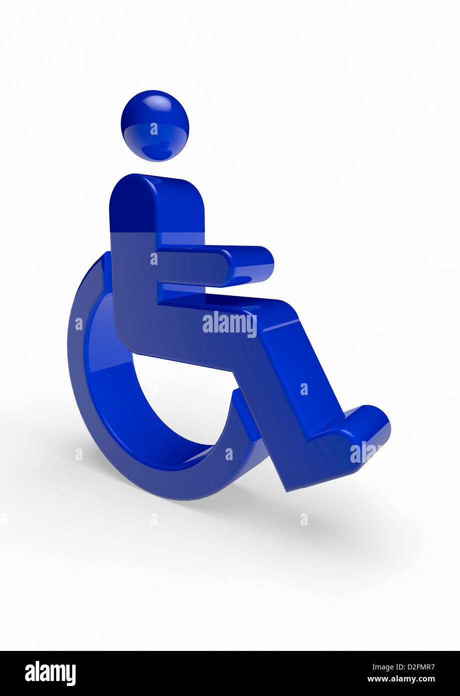 Blu Simbolo disabili su sfondo bianco Foto Stock