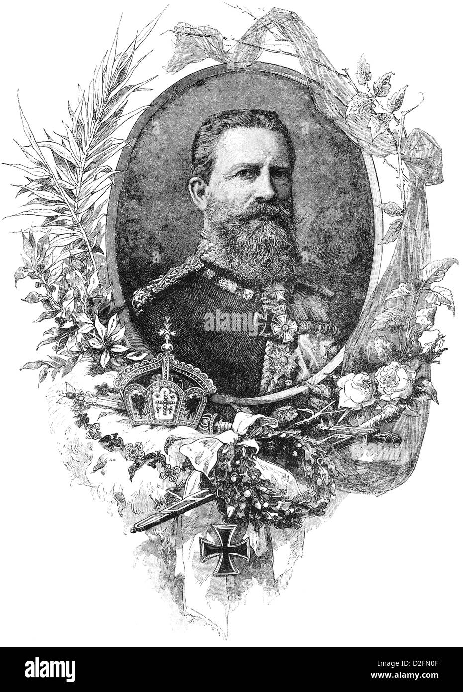 Friedrich III, Federico III, Friedrich Wilhelm Nikolaus Karl di Prussia, 1831-1888 Hohenzollern imperatore tedesco King of Prussia Foto Stock