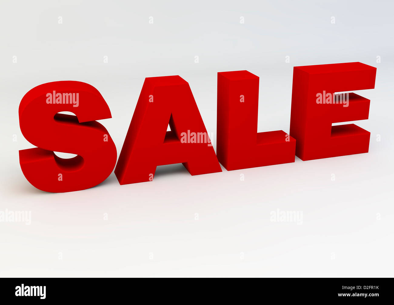La parola in vendita in rosso su sfondo bianco Foto Stock