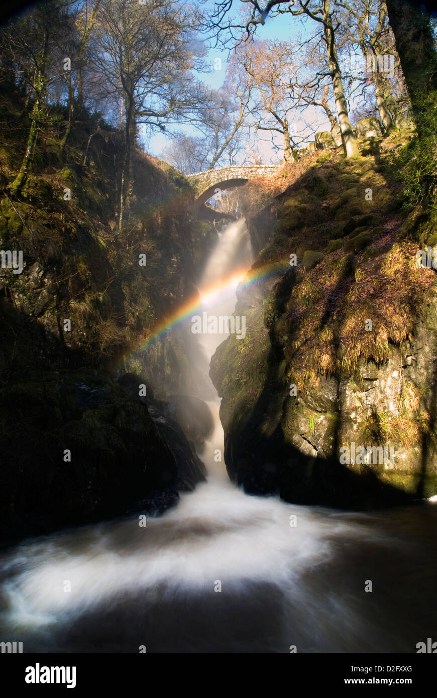 Aira Force cascata, Cumbria, Regno Unito Foto Stock