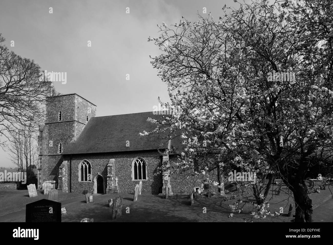 La molla St Nicholas Chiesa Parrocchiale, Sholden village, Kent County; Inghilterra; Regno Unito Foto Stock