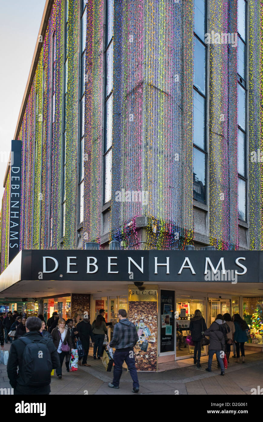 Negozio Debenhams, Oxford Street, Londra, UK nel tardo pomeriggio Foto Stock