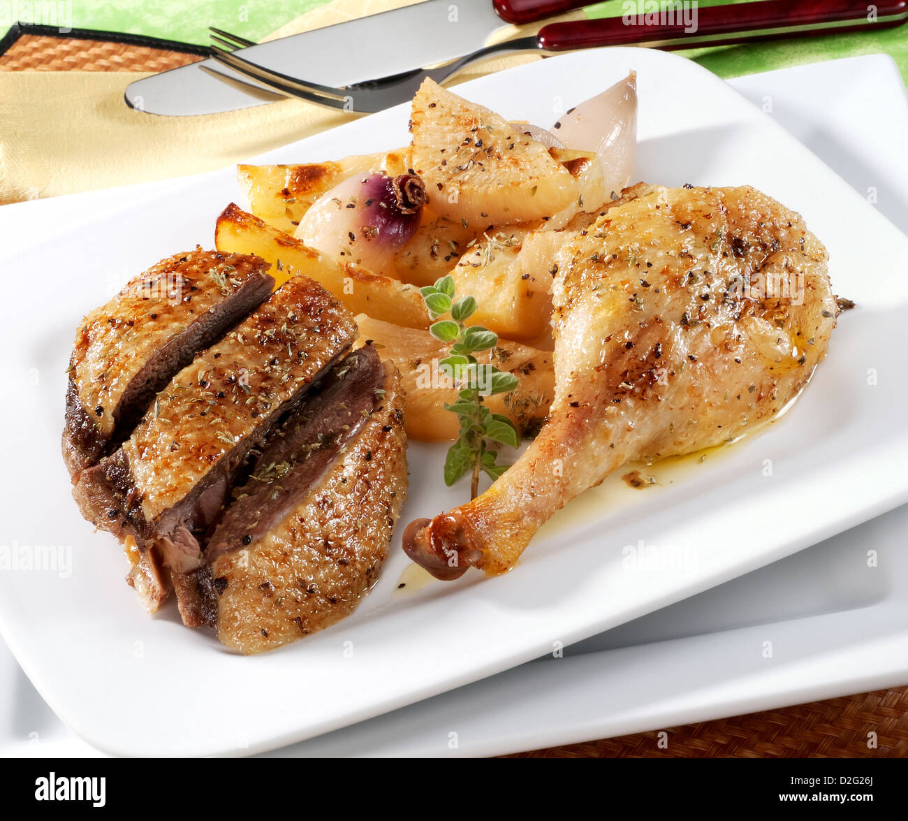 Anatra arrosto Foto Stock