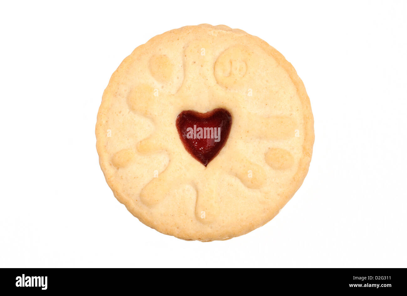 Jammie dodger biscuit su sfondo bianco Foto Stock