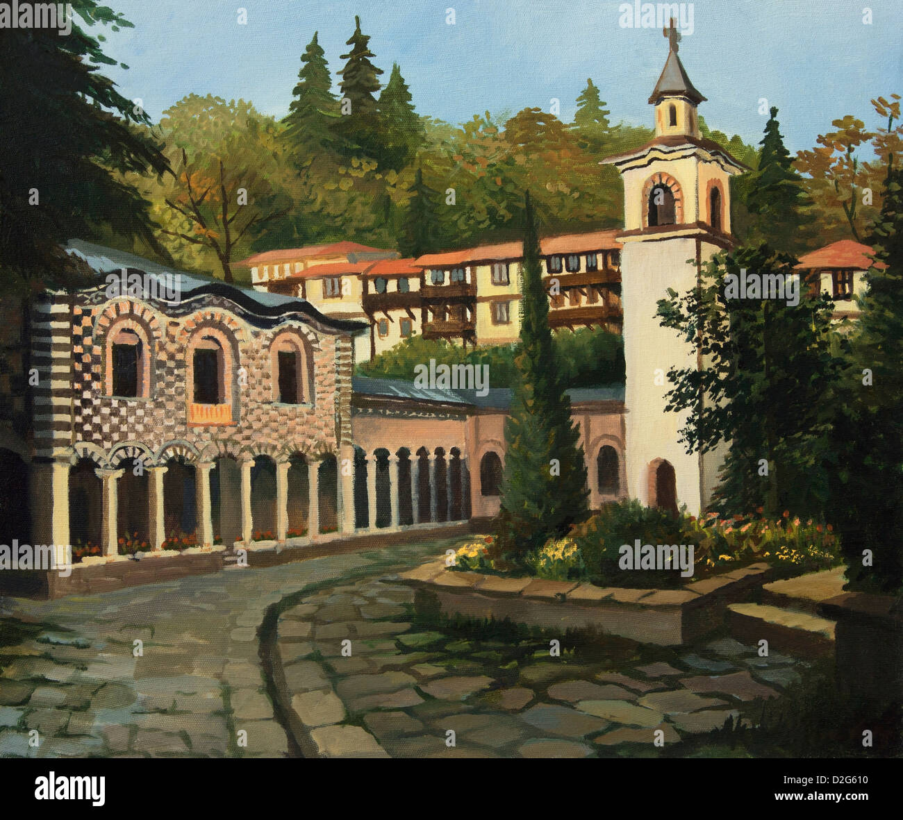 Un dipinto ad olio su tela della chiesa ortodossa nella parte vecchia di Blagoevgrad, Bulgaria. Foto Stock