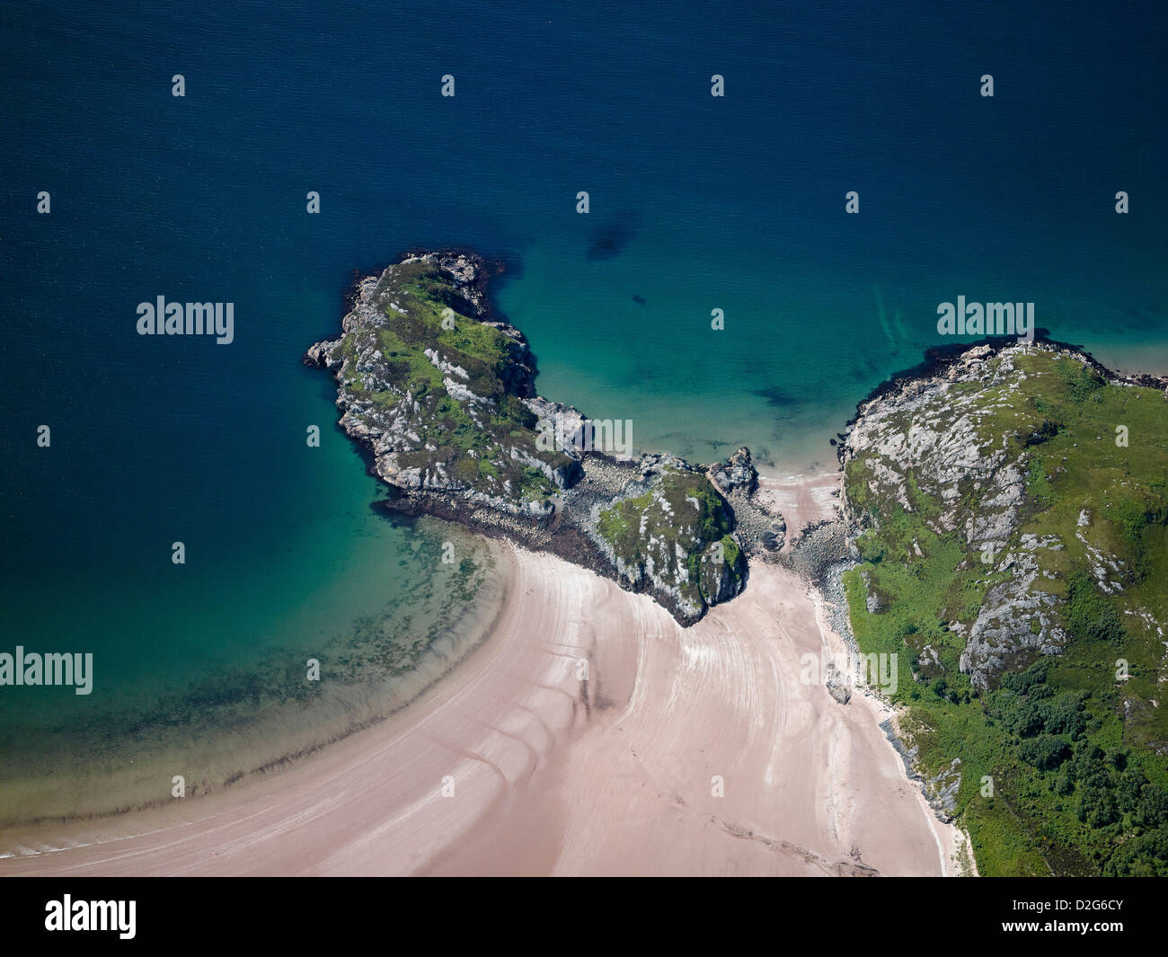 Gruinard spiaggia dall'aria, a nord-ovest della Scozia, Regno Unito Foto Stock
