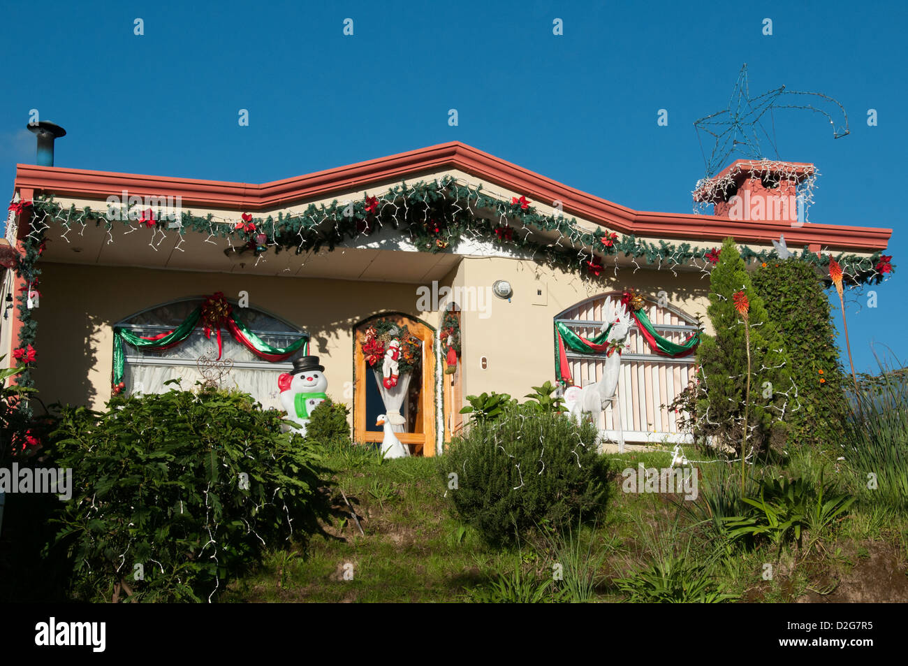 Casa decorata per natale la Valle Centrale Costa Rica Foto Stock