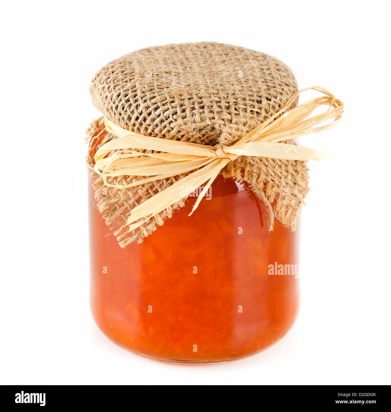 Vasetto di marmellata su sfondo bianco Foto Stock
