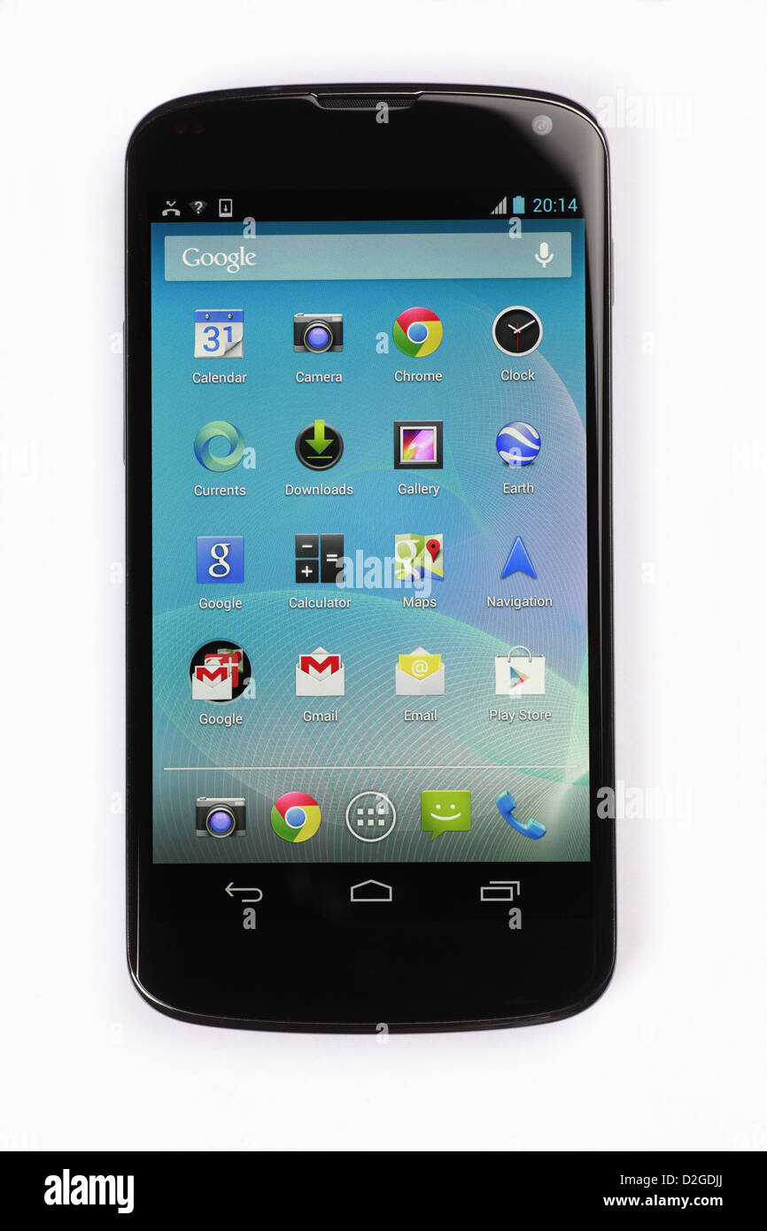 Google Nexus 4 Telefono - sistema operativo Android Foto Stock