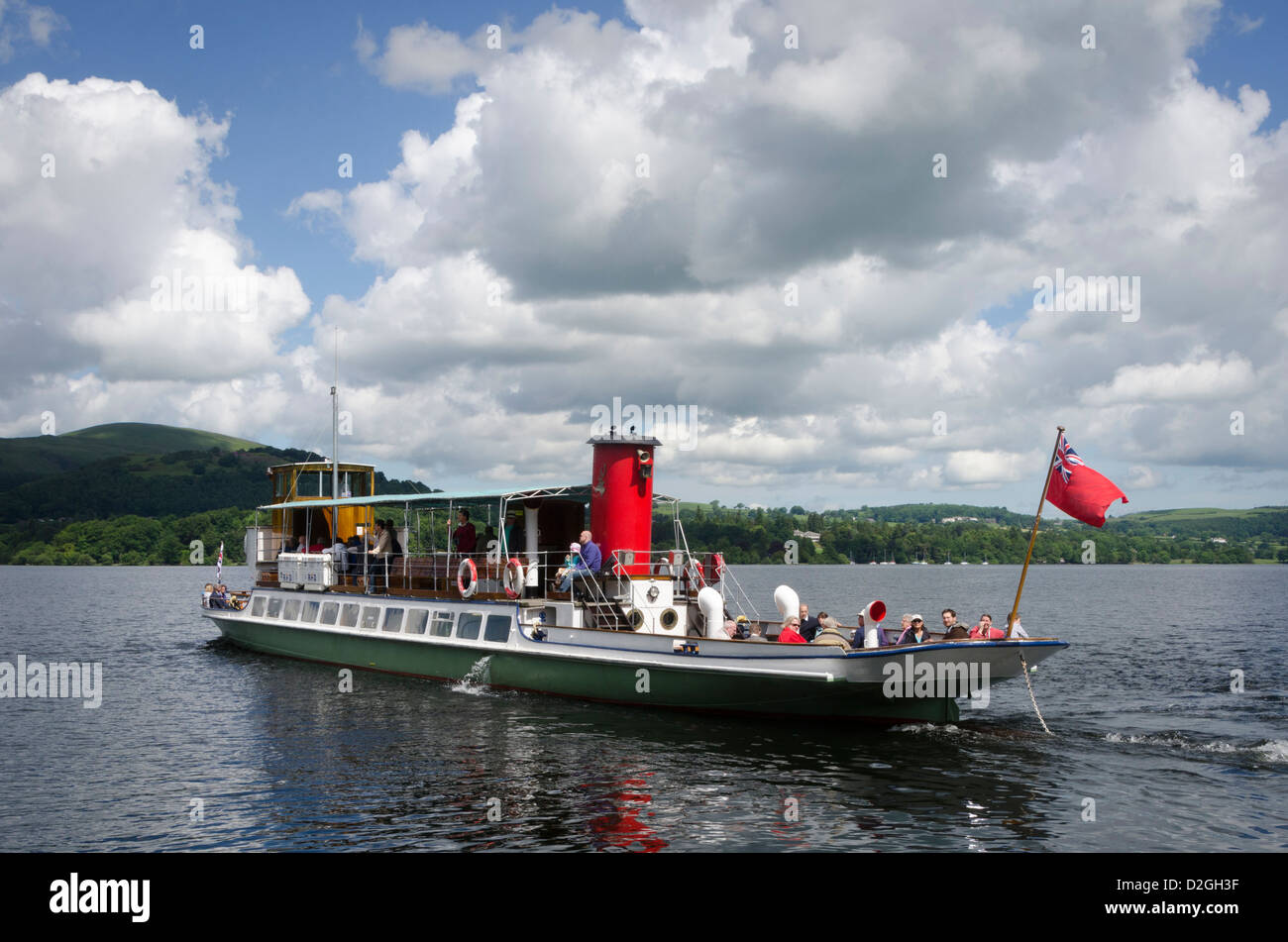 Battello a vapore, Howtown, Ullswater, Parco Nazionale del Distretto dei Laghi, Cumbria, Inghilterra, Gran Bretagna Foto Stock