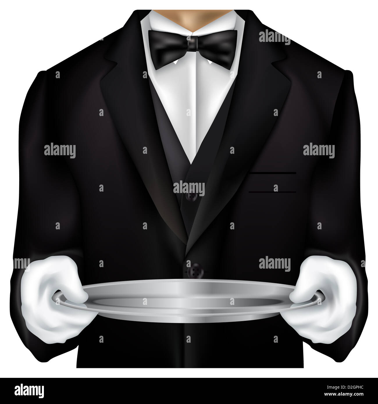 Torso di maggiordomo vestito in tux isolato su bianco Foto stock - Alamy