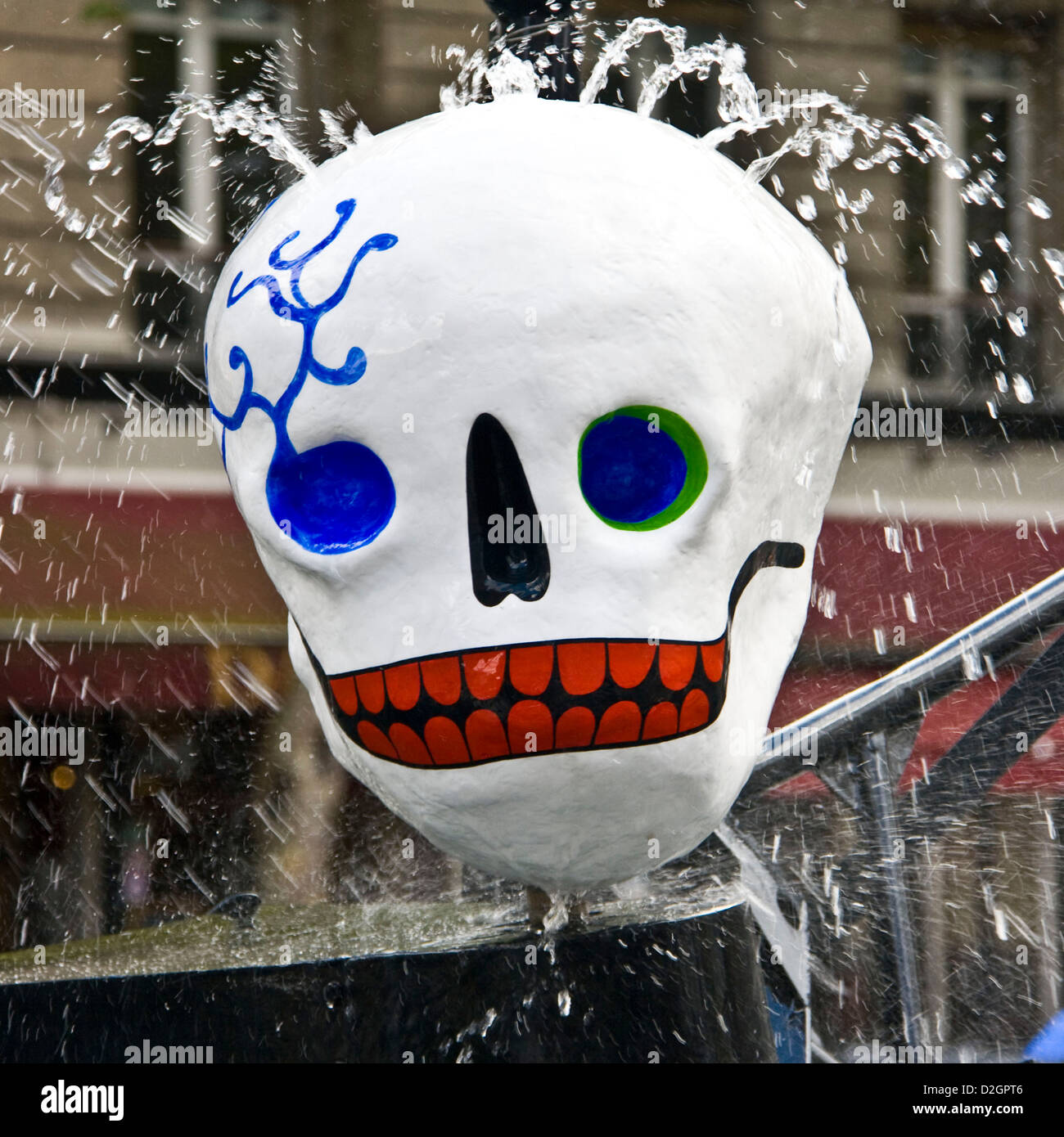 Cranio scultura close-up Stravinsky Fontana Stravinsky Parigi Francia Europa Foto Stock