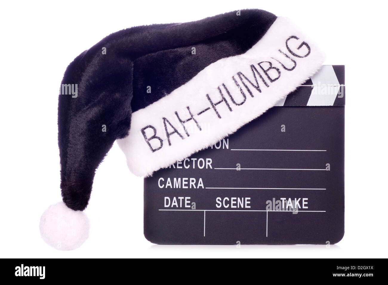 Bah humbug santas hat sul filmato battaglio ritaglio della scheda Foto Stock