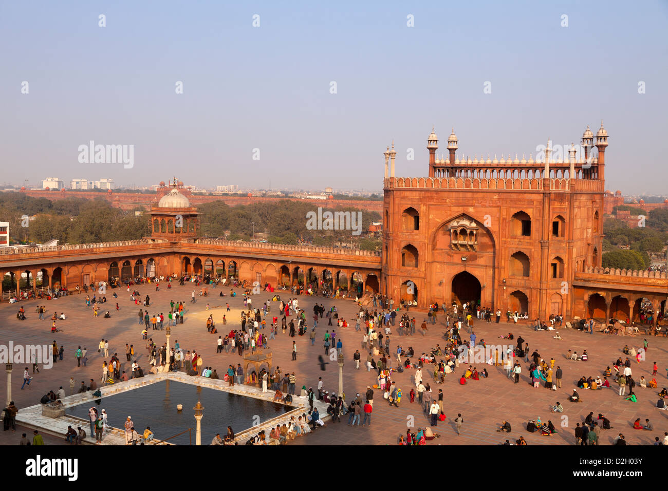 Jama Masjid moschea nel tardo pomeriggio di luce, Delhi, India Foto Stock