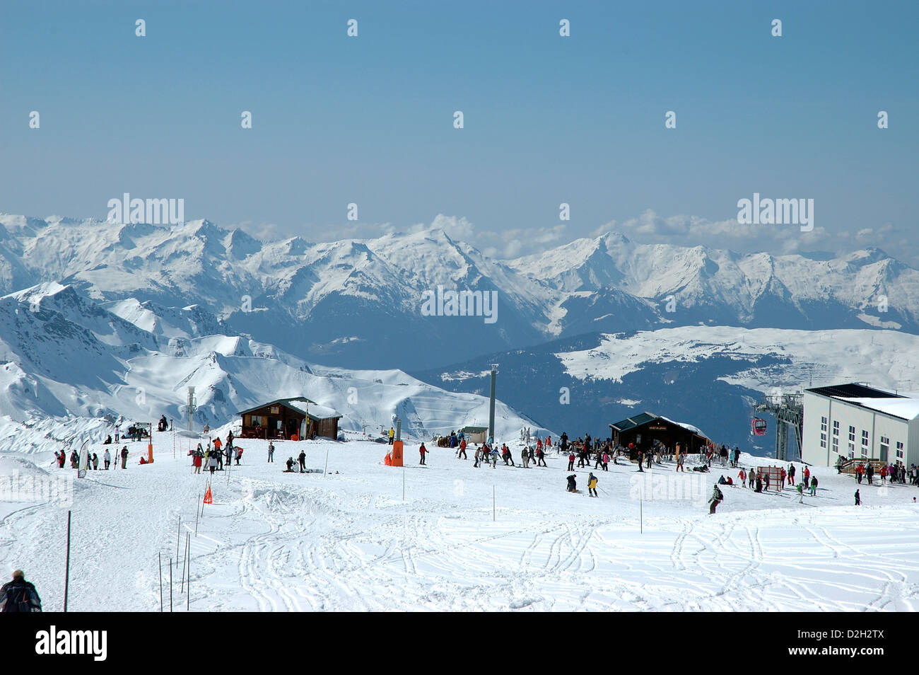 Sci, La Plagne, sulle Alpi francesi, Europa Foto Stock