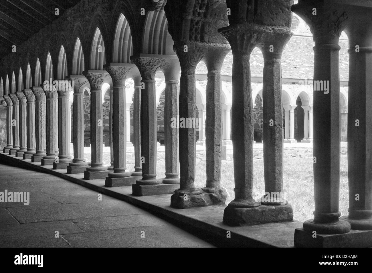 I chiostri all Abbazia di Iona Foto Stock