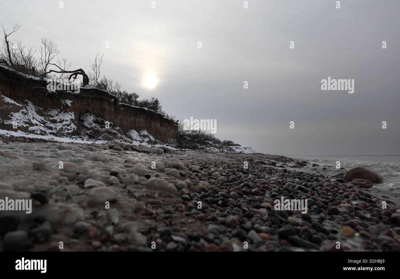 Kägsdorf, Germania, spiaggia vista in inverno Foto Stock