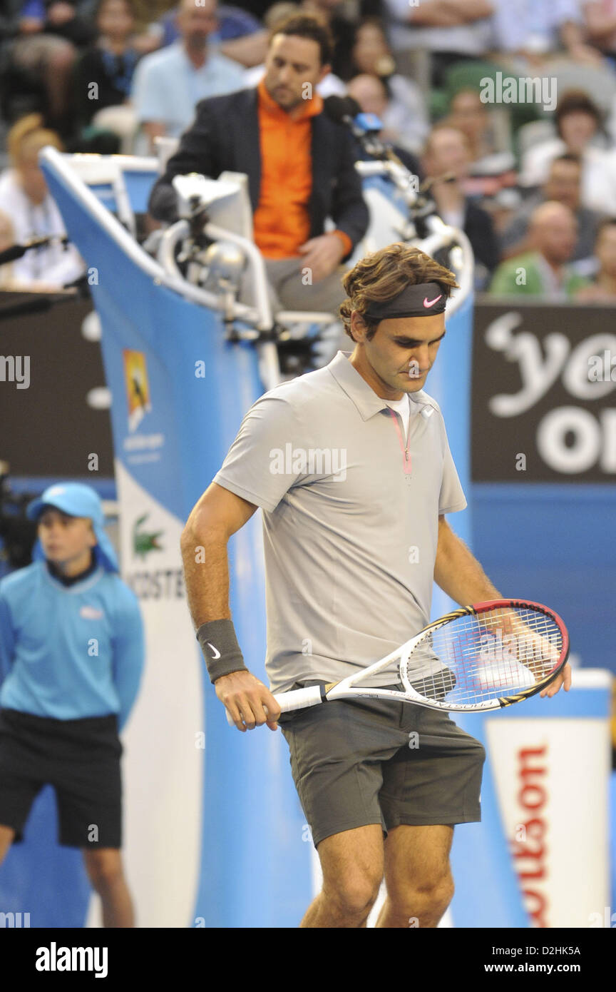 Il 25 gennaio, 2013 - Melbourne, Victoria, Australia - Andy Murray (GBR) nel primo insieme Uomini Singoli Semifinale azione nel 2013 Australian Open. Il torneo si svolge presso Melbournes Rod Laver Arena. (Immagine di credito: credito: Ken Hawkins/ZUMAPRESS.com/Alamy live news) Foto Stock