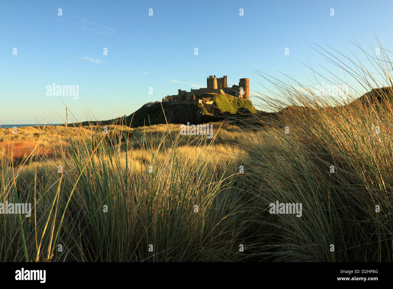 Il castello di Bamburgh in Northumberland, Inghilterra Foto Stock