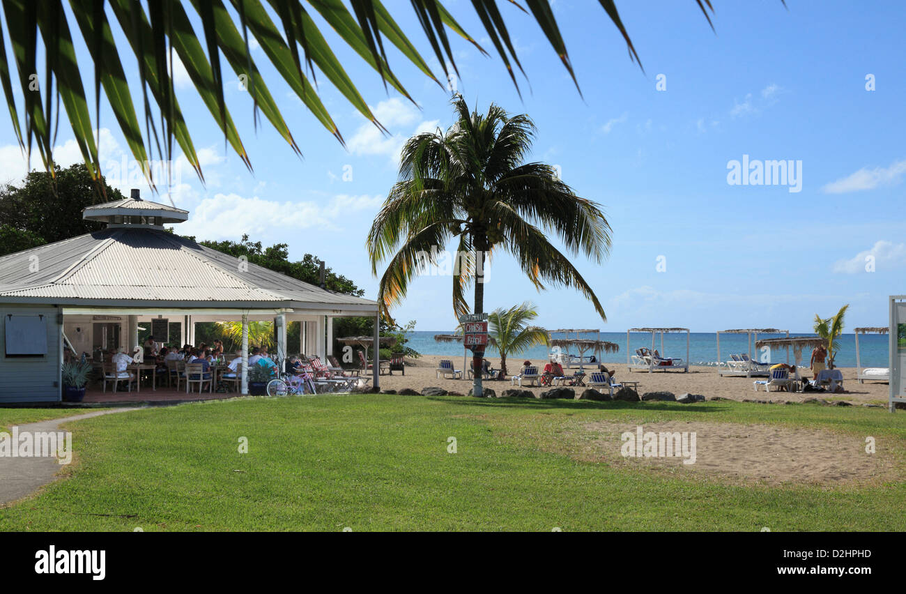Chrishi Beach & Restaurant Nevis Foto Stock