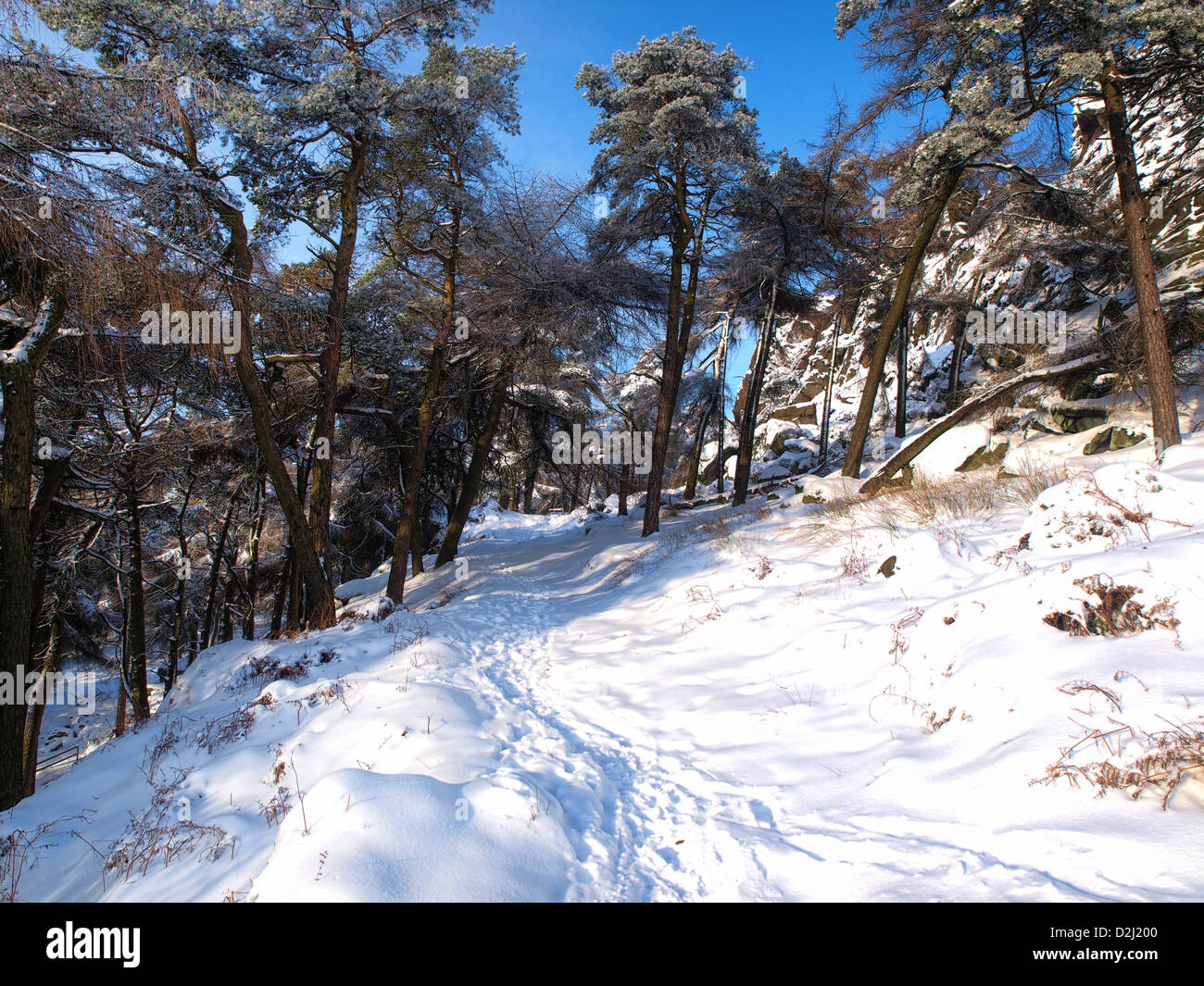 Scena invernale presso il roaches, Peak District, Staffordshire Foto Stock