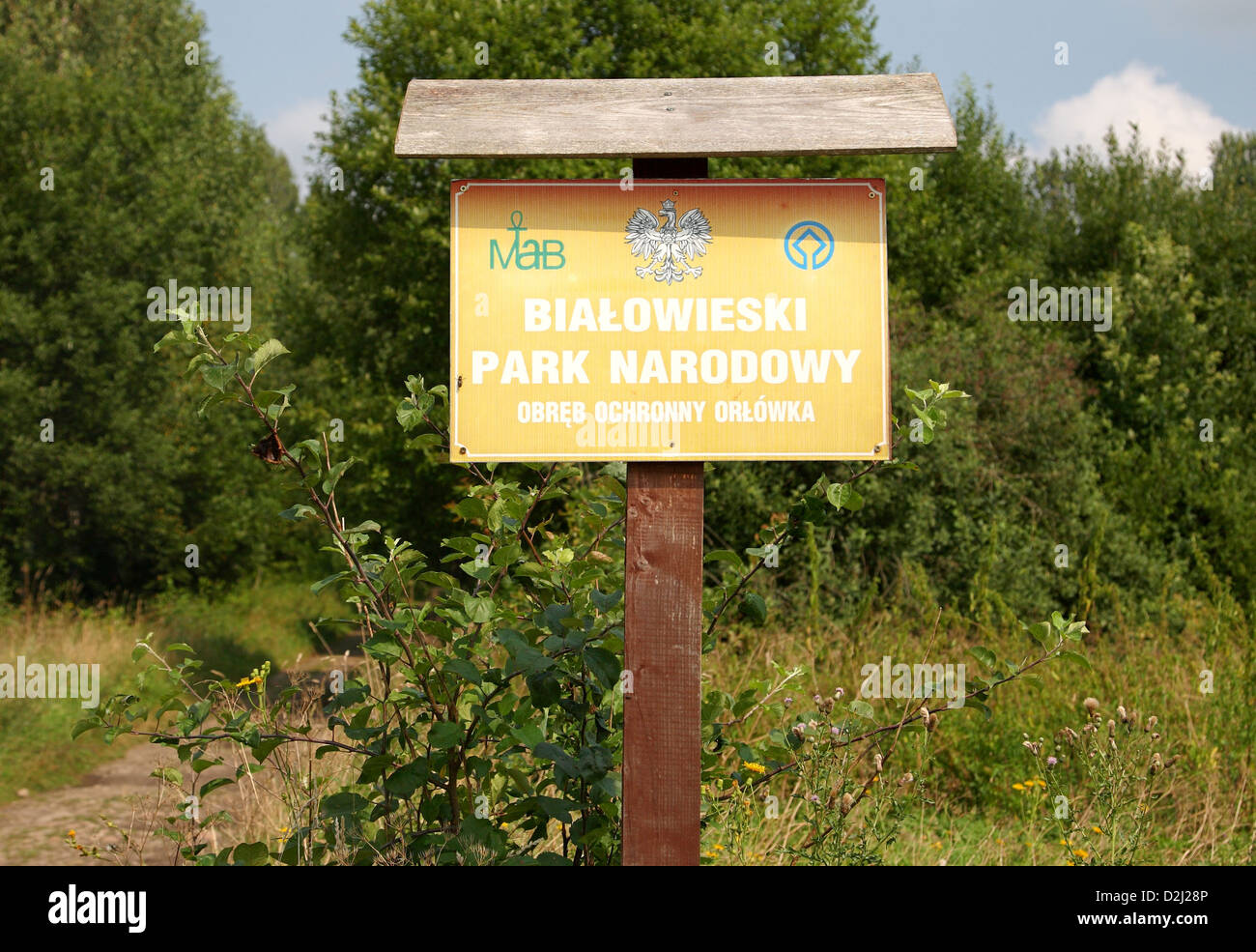 Bialowieza, Polonia, scudo di Bialowieza National Park Foto Stock