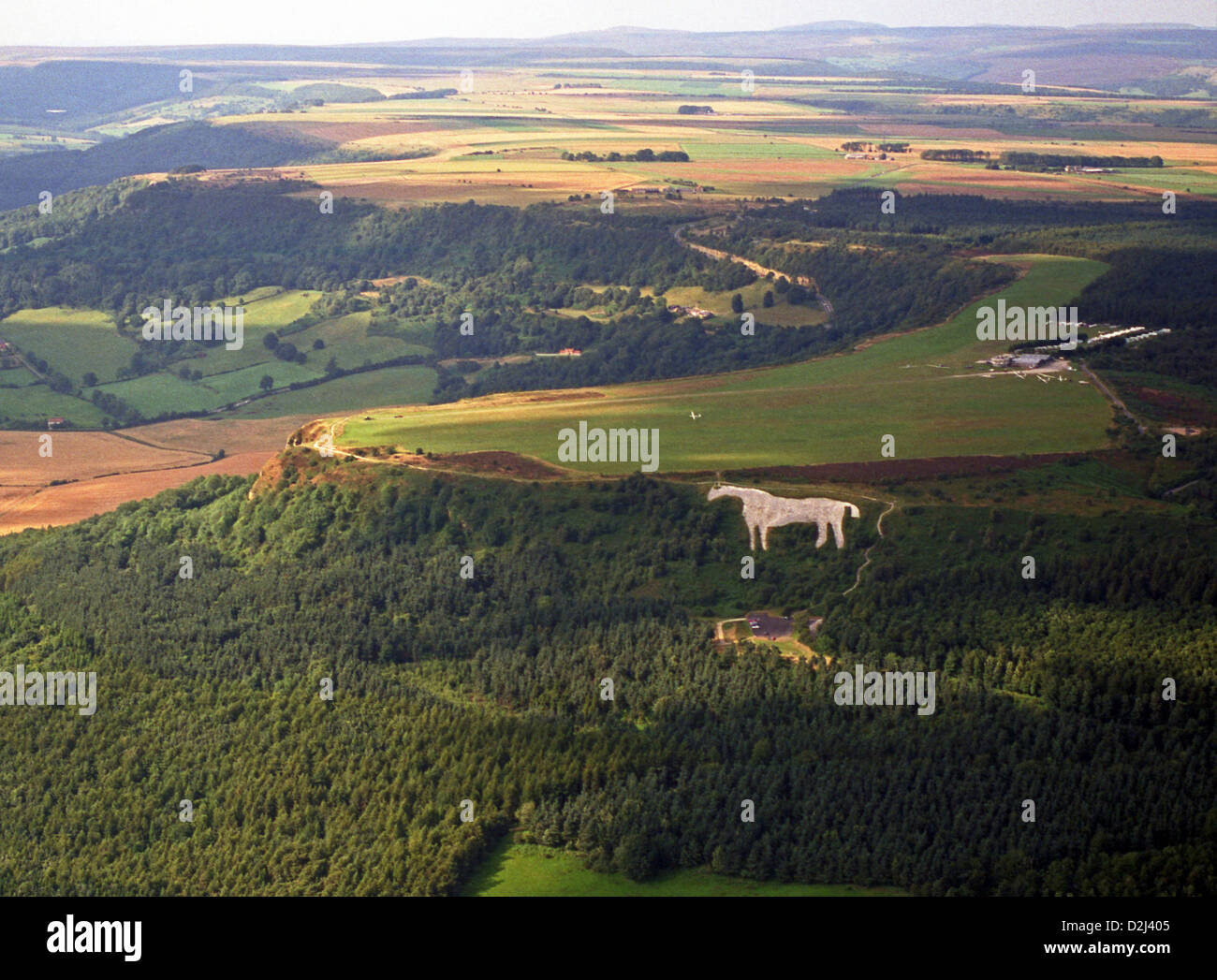 Vista aerea del Cavallo Bianco a Kilburn vicino a Sutton Bank, North Yorkshire Foto Stock