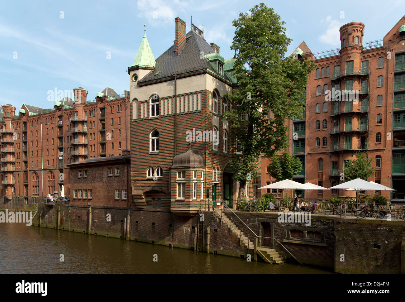 Amburgo, Germania, il pompaggio in warehouse district Foto Stock