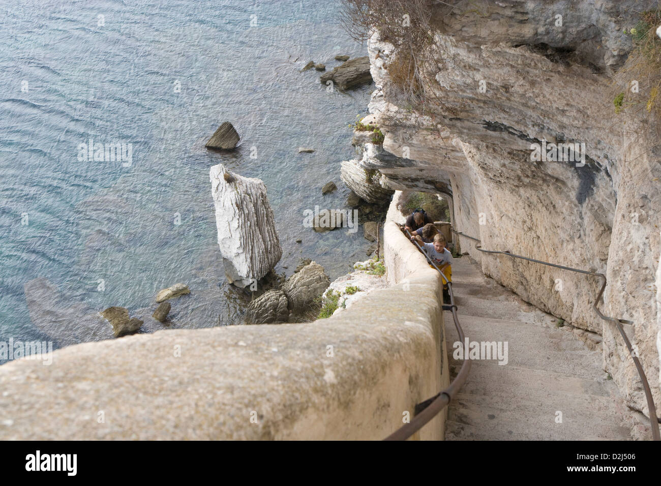 La Corsica : Bonifacio - Escalier du Roi d'Aragona [187 passi] Foto Stock