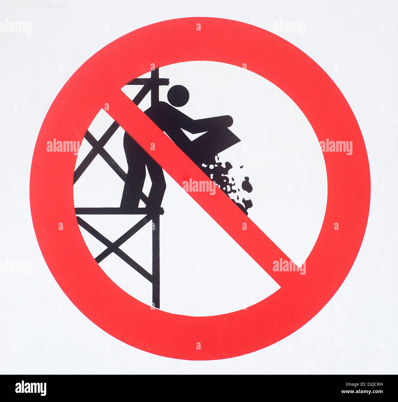 Genova, Italia, cartelli di divieto discarica bandite dai ponteggi Foto Stock