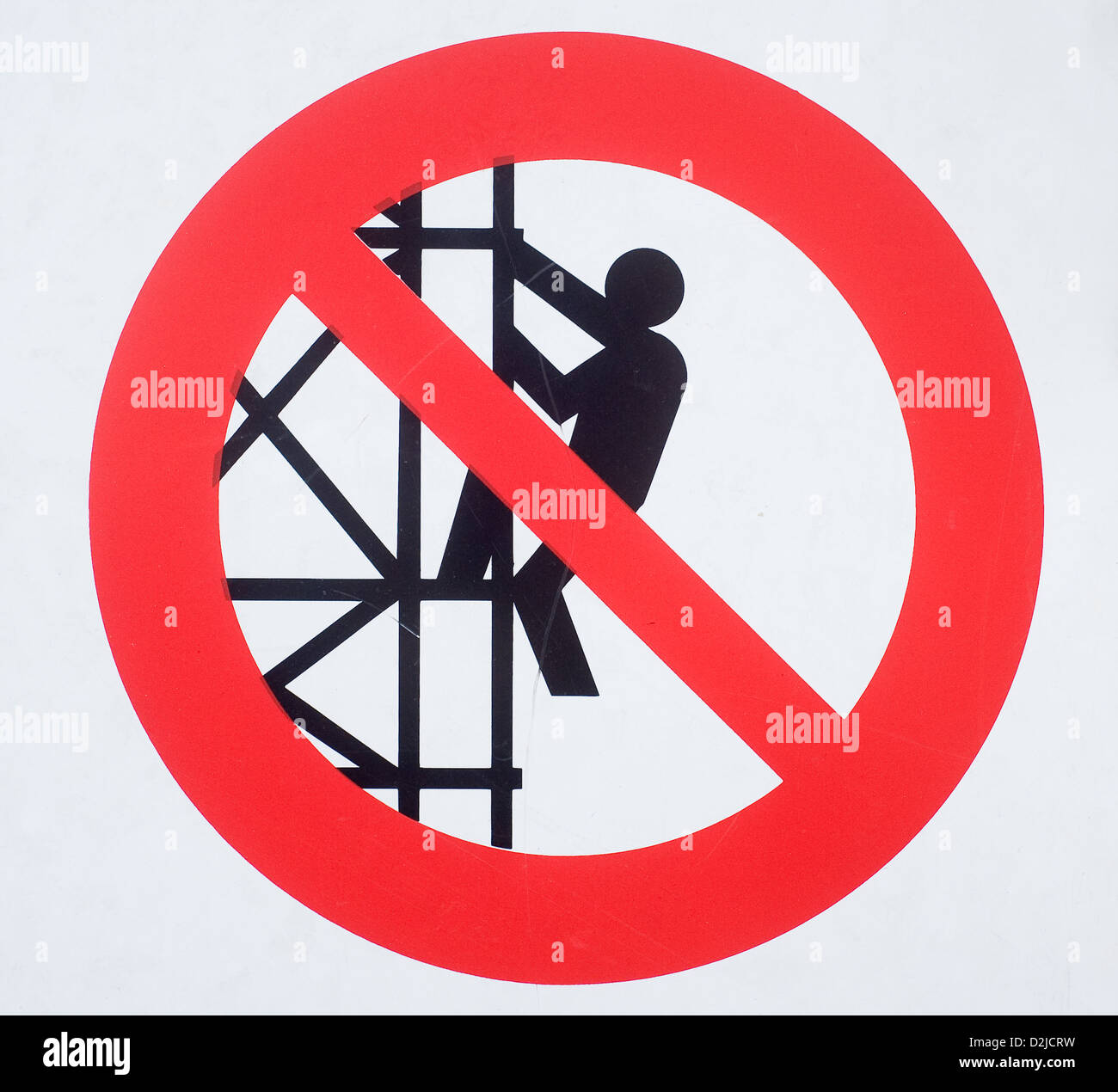 Genova, Italia, cartelli di divieto su ponteggi vietato salire Foto Stock