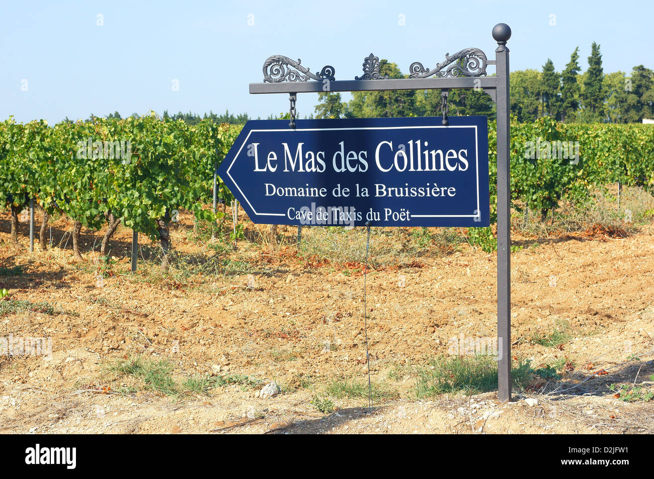 Segno montante di guida alla vigna Vaucluse Provence Foto Stock