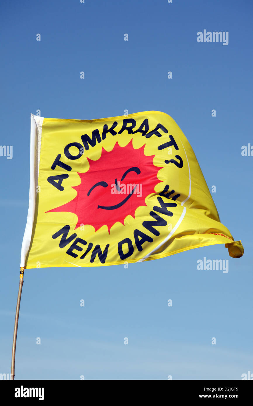 Berlino, Germania, anti-nucleare banner Foto Stock