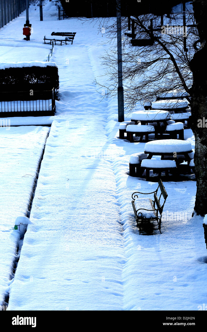 Park in scena la neve in Sheffield Foto Stock