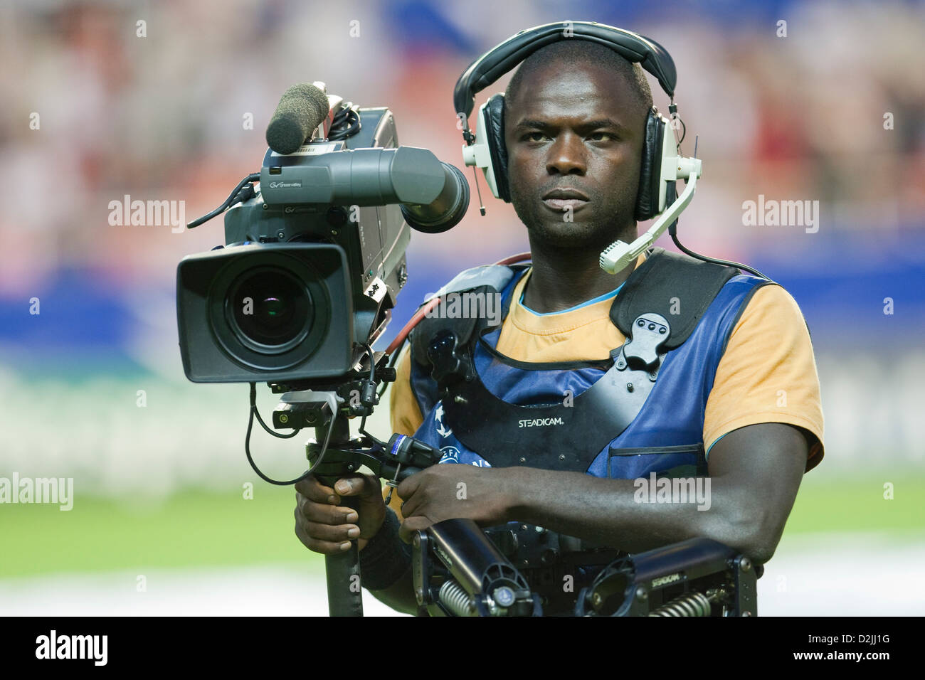 Siviglia, Spagna, un cameraman TV alla Champions League Foto Stock